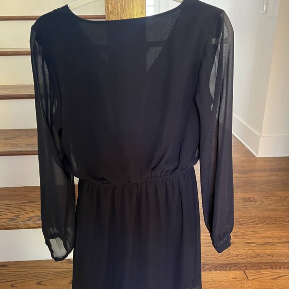 Express Black Long-Sleeve Wrap Mini Dress – Size Small - Picture 2 of 3